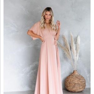 Behati Wrap Kimono Maxi Dress in Blush